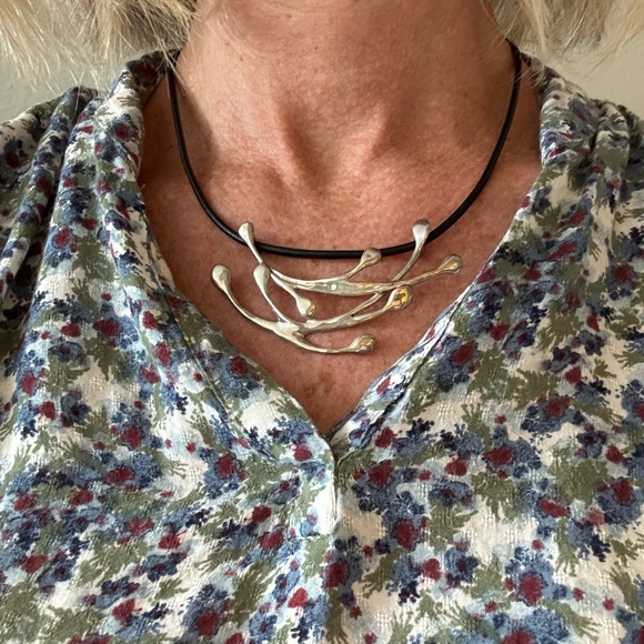 Hagit Gorali modernist splash sterling silver necklace choker jewelry - Picture 7 of 7